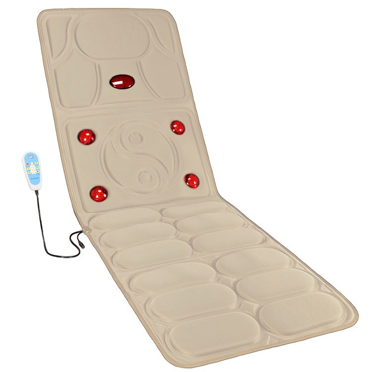 Electric Infrared Heated Vibrating Full Body Shiatsu Massage Mattress Neck Shoulder Back 9221